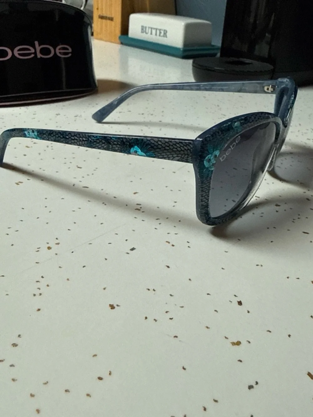 bebe Teal Snake-Print Women's Sunglasses with Black Gradient Lenses